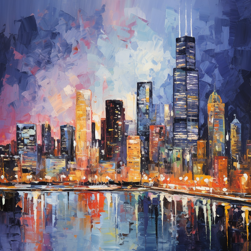 Colorful Chicago Skyline Artwork