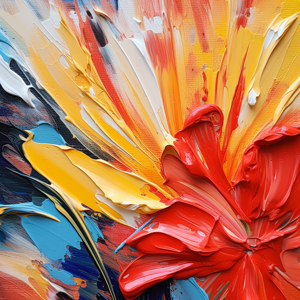 Abstract flower painting with heavy brush strokes