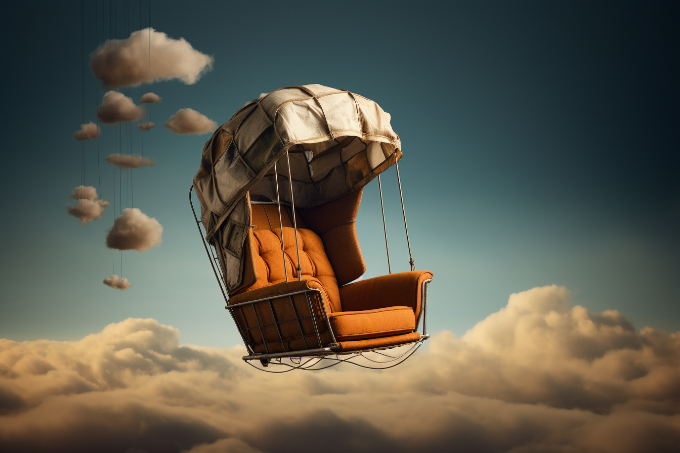 Abstract flying chair stock photo