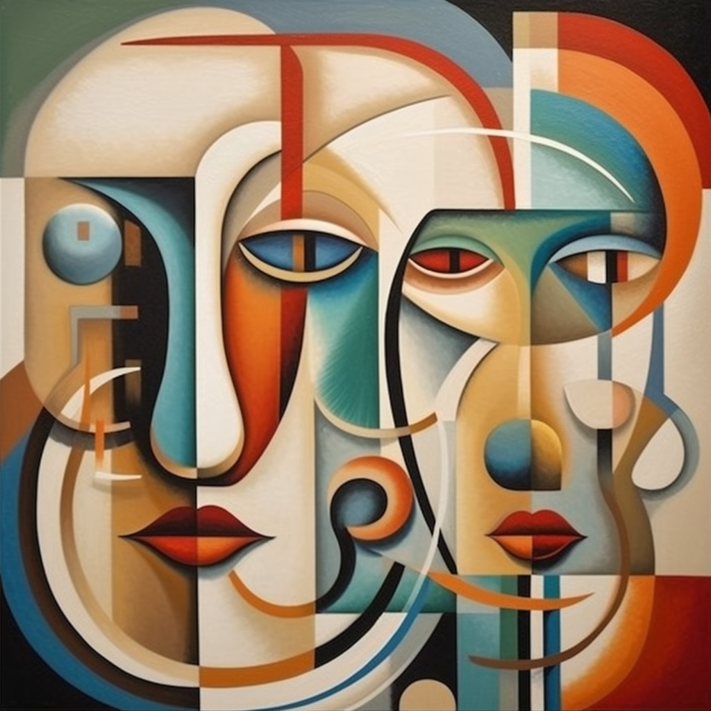 Colorful geometric faces artwork