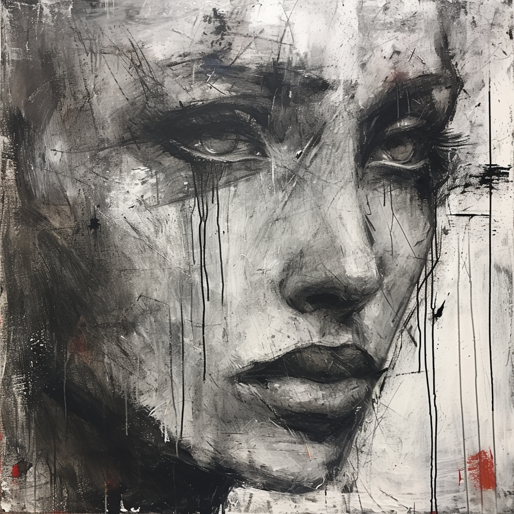 Abstract portrait with emotional eye and melancholic vibe