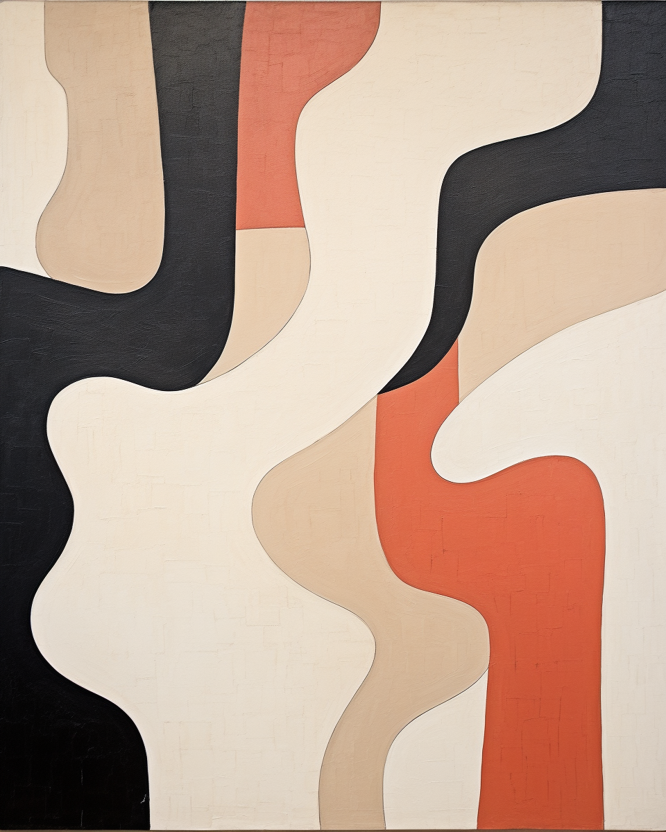 Abstract midcentury shapes in beige