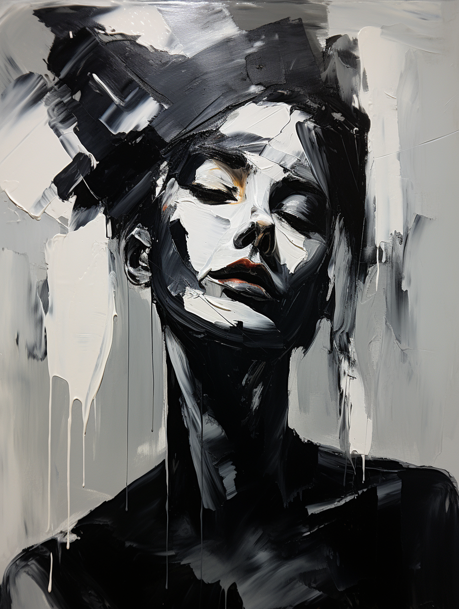 Abstract portrait of woman in acrylic painting