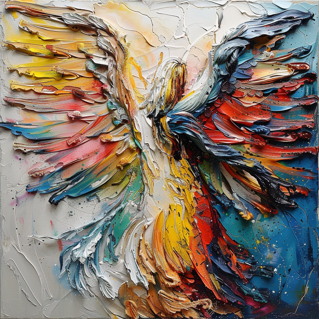 Angel style relief abstract painting