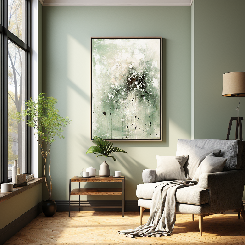 Beautiful sage green abstract painting