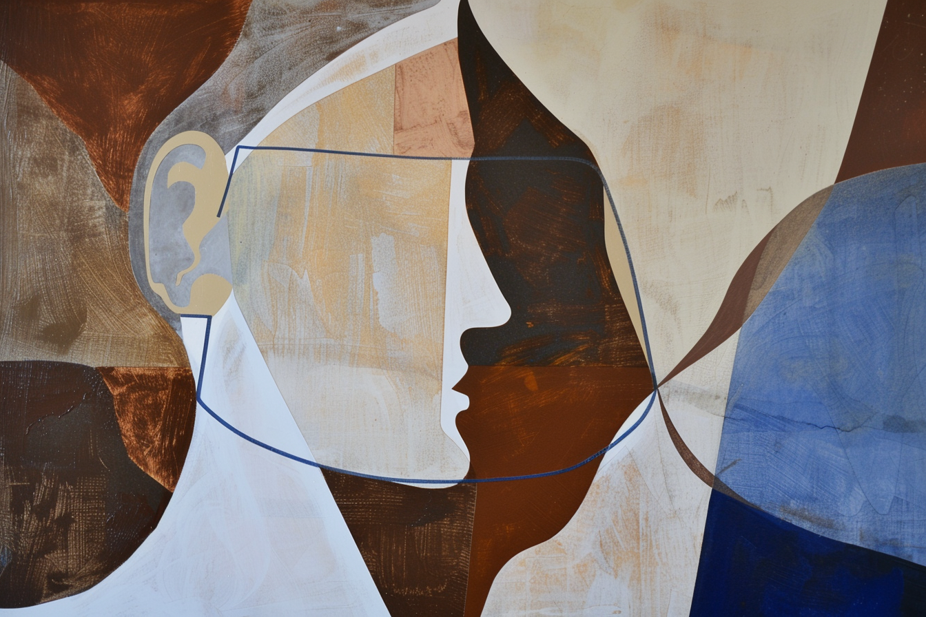 Abstracted Woman Face Profile Painting