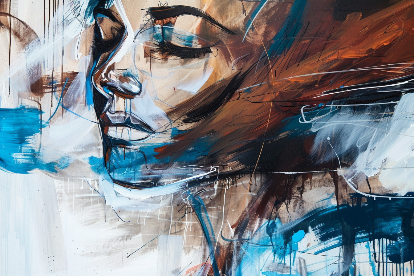 Woman Head Abstracted Painting Colors Style