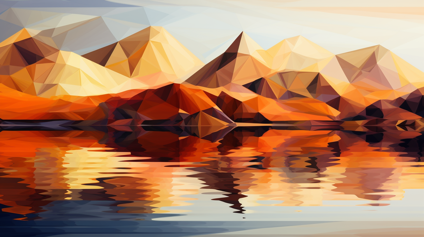 Beautiful abstract mountain and lake painting