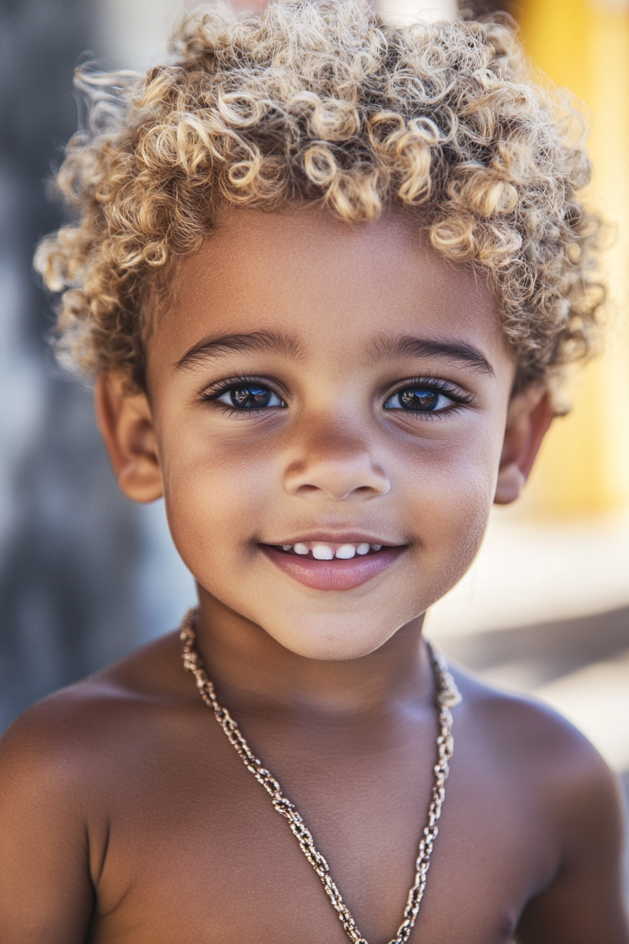 Muscular 4-year-old boy playing