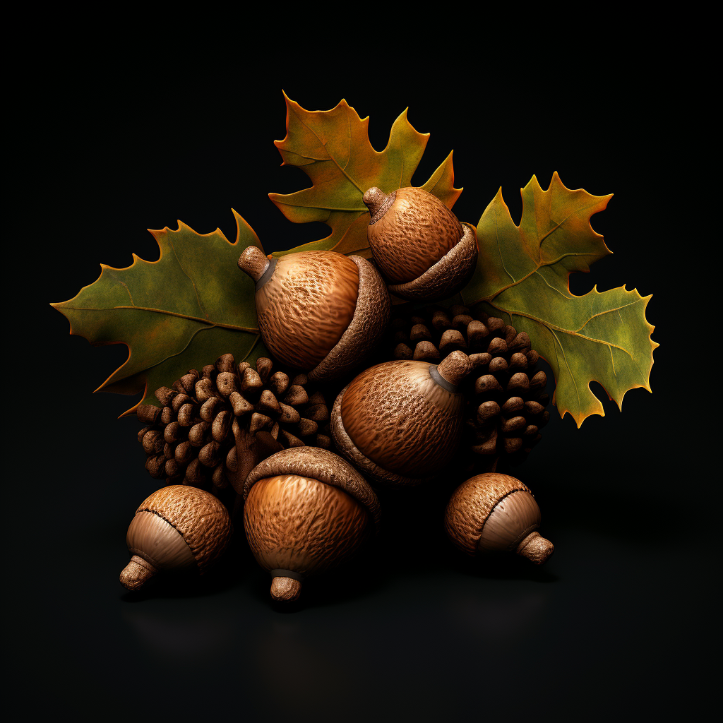 Close-up of isolated acorns