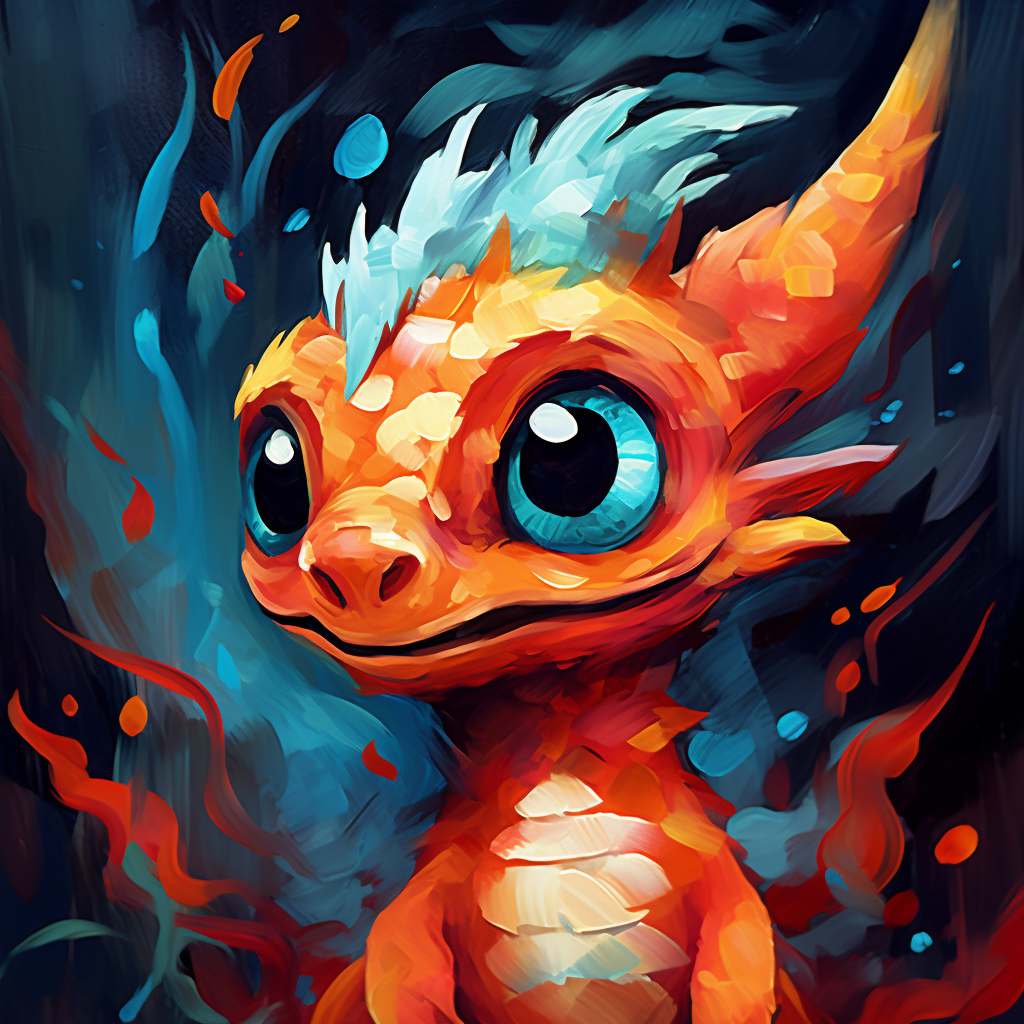 Adorable dragon in acrylic paint style