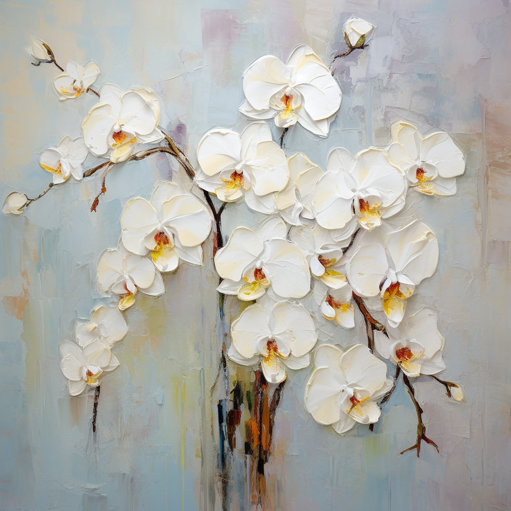 White Orchids on Acrylic Paint Texture