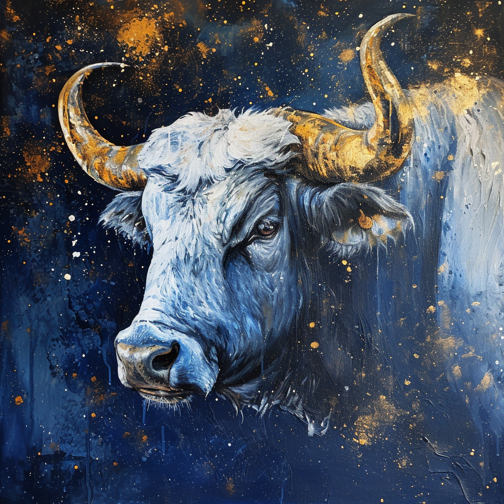 Beautiful acrylic painting of Taurus sign