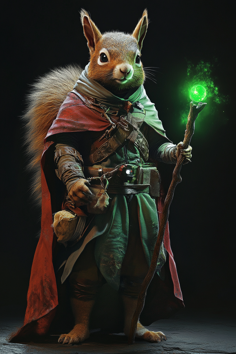 Squirrel humanoid with magic staff