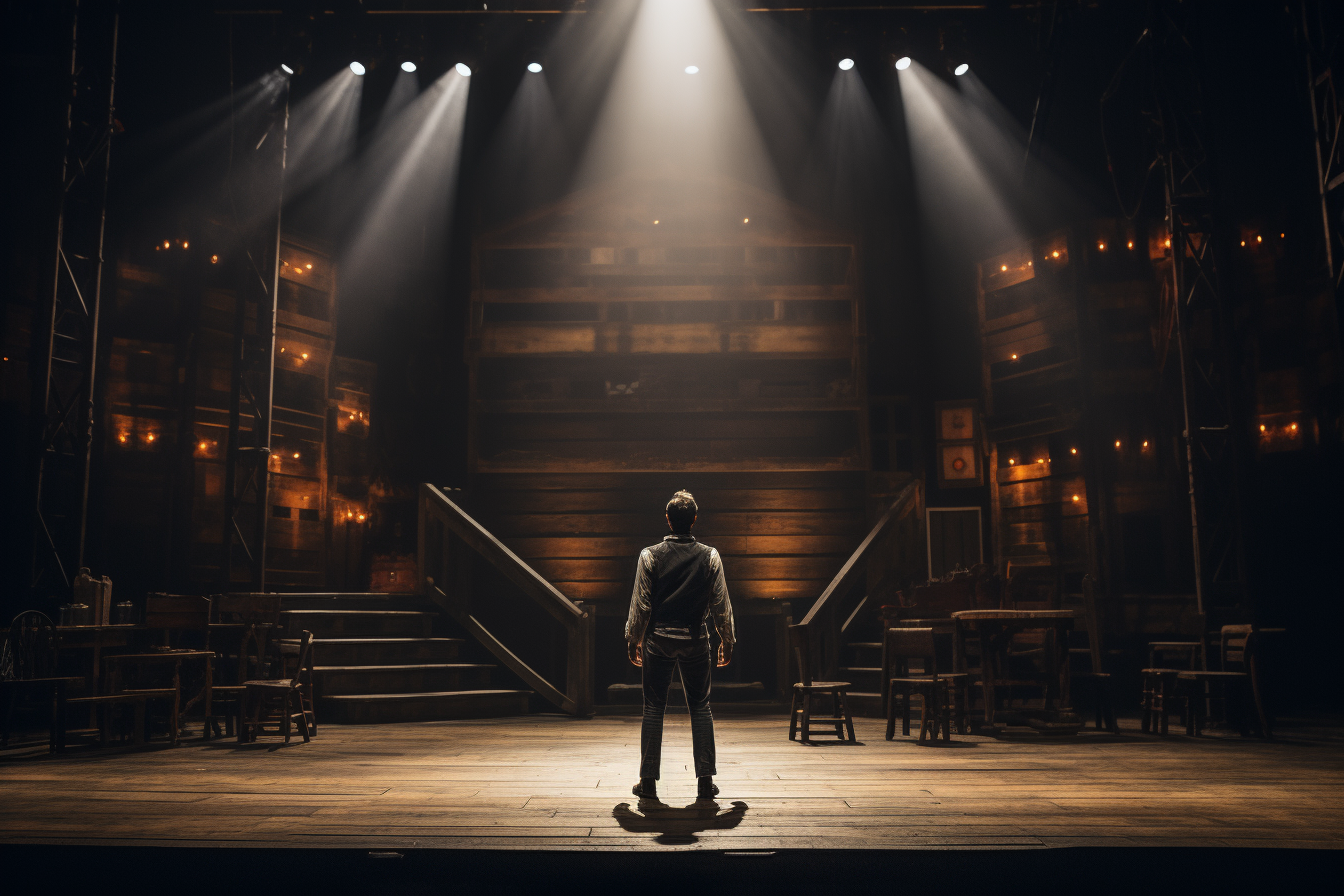 Actor performing monologue on stage
