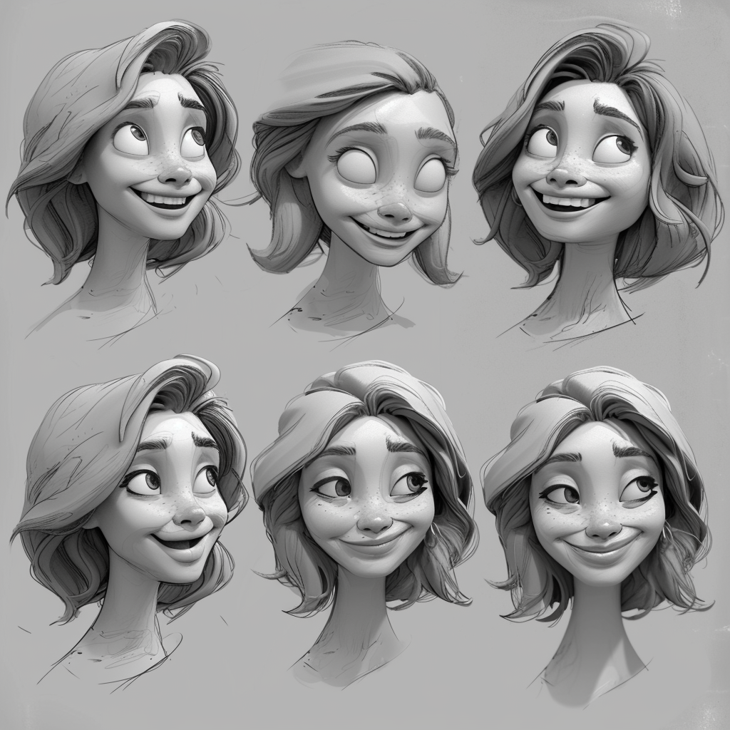 Actress smiling model sheet