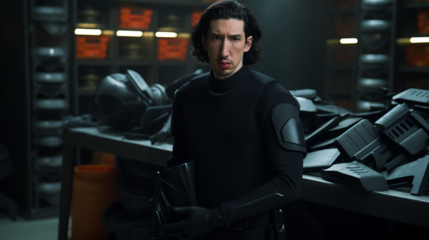 Adam Driver in black special agent attire