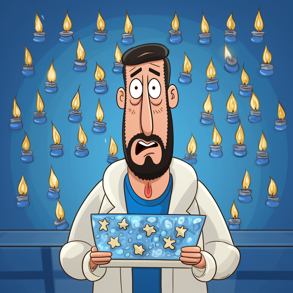 Adam Sandler as Menorah with Dreidels