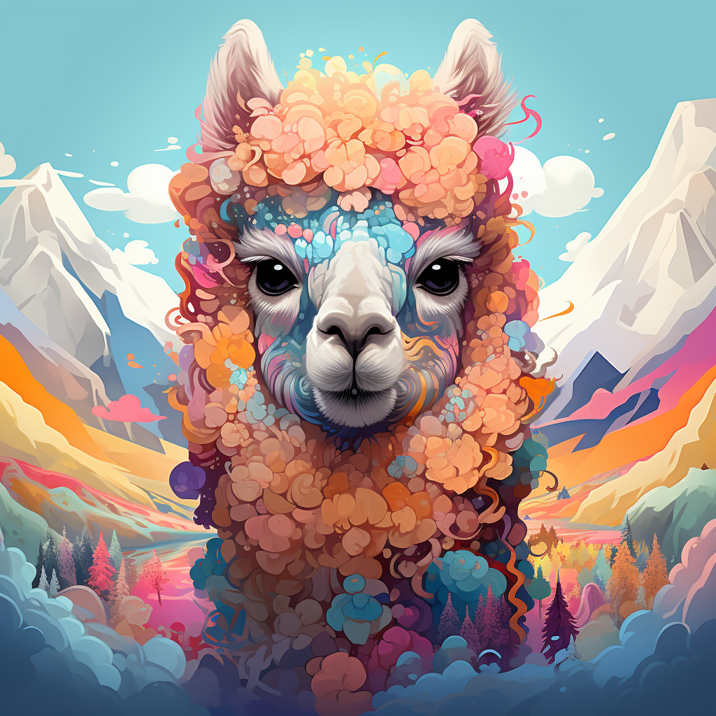 Colorful Earth Element Alpaca Illustration