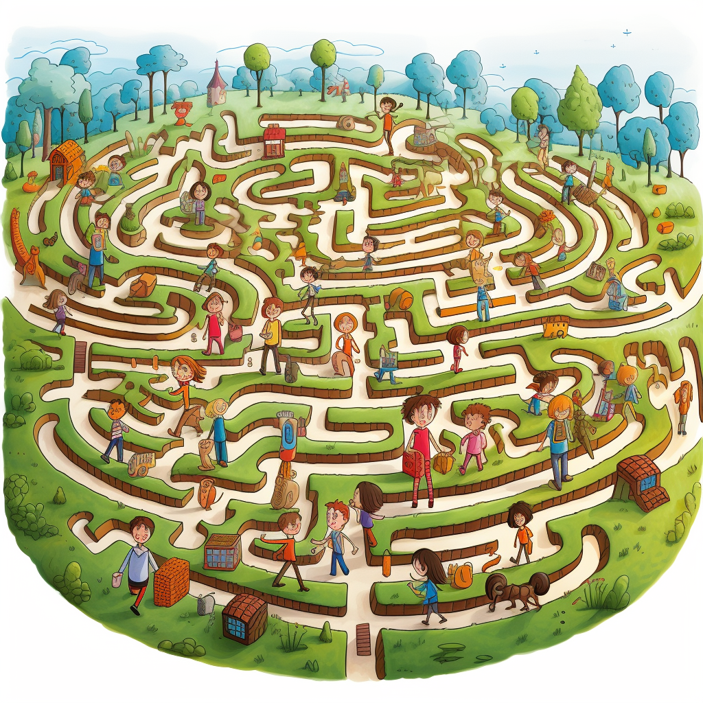 Illustration of a maze for addition operations