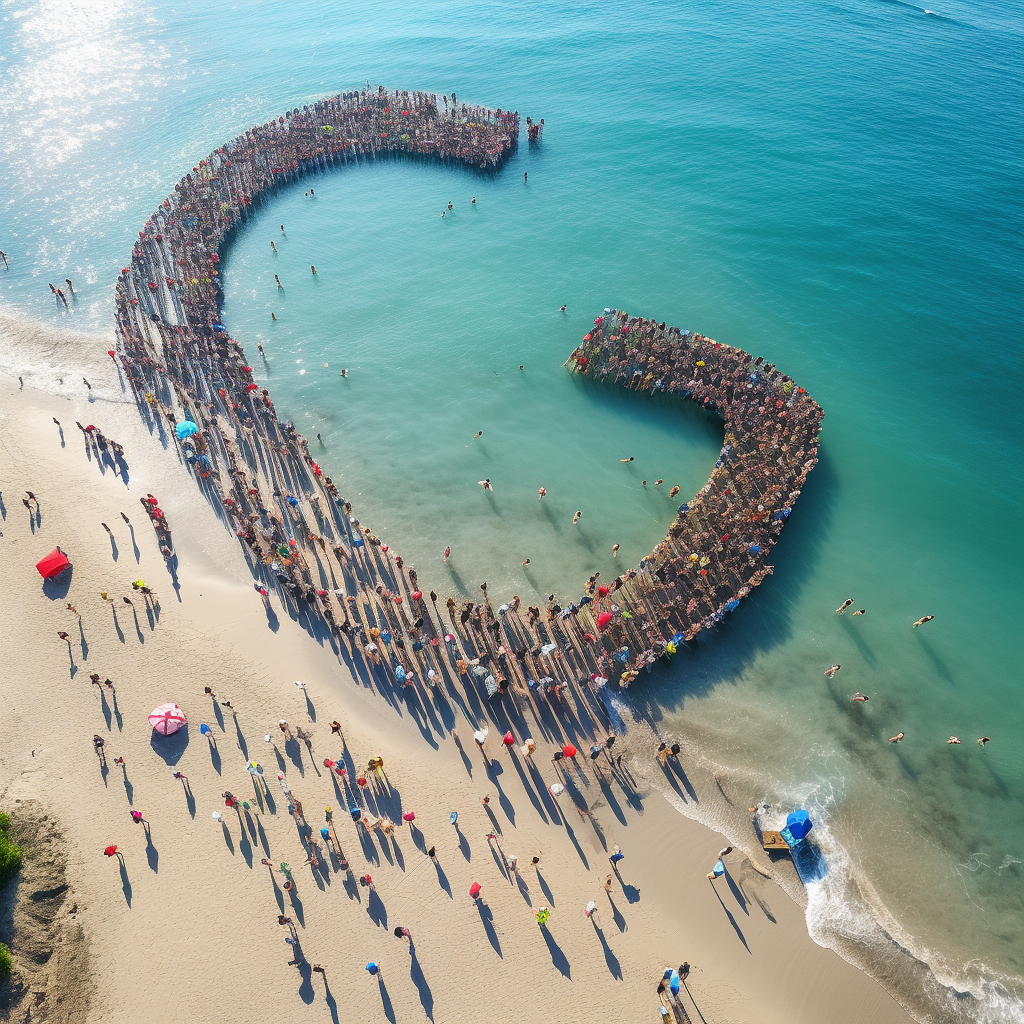 People standing on beach forming Adil dan Merata