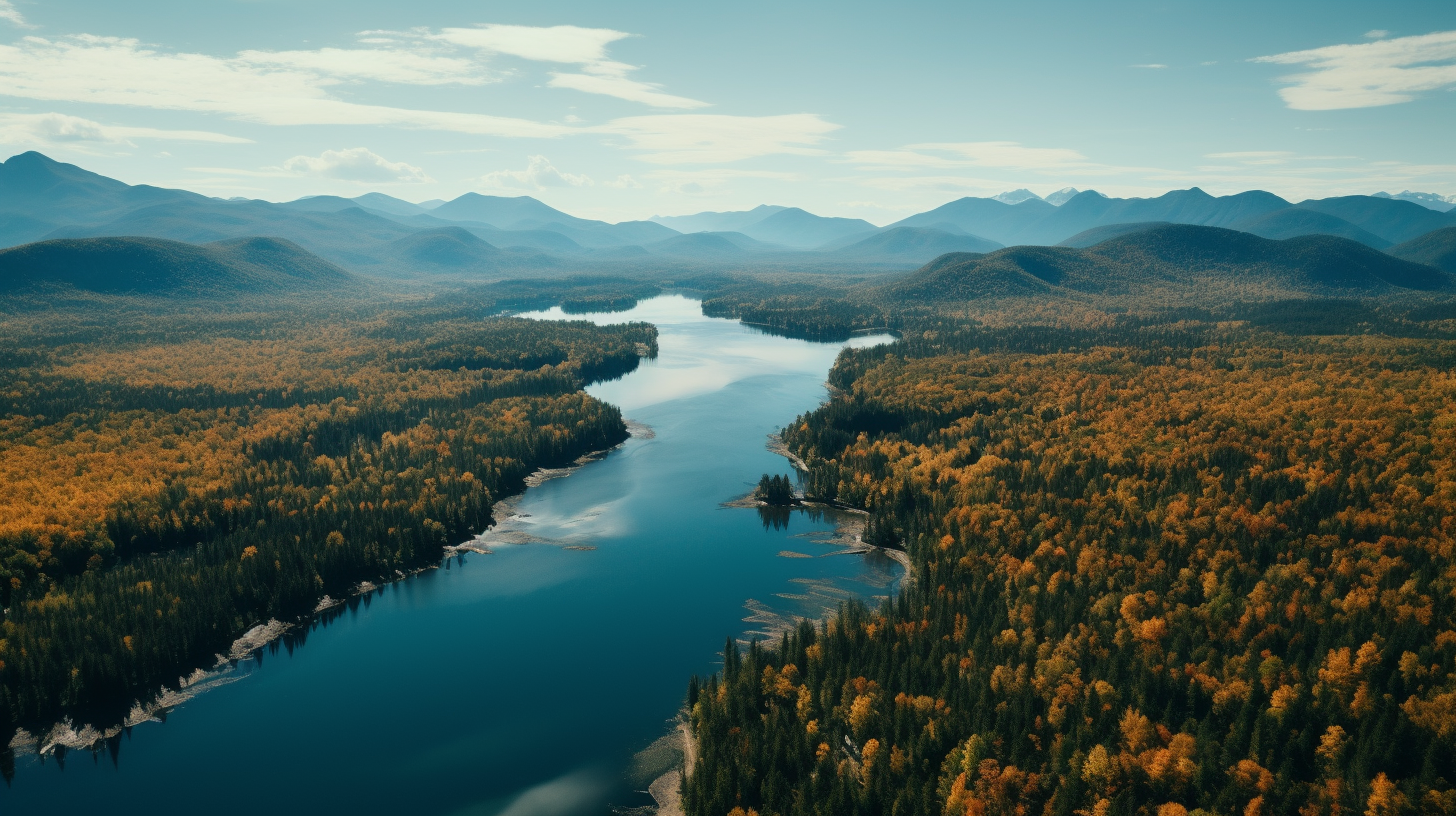 Aerial view of Adirondacks in autumn