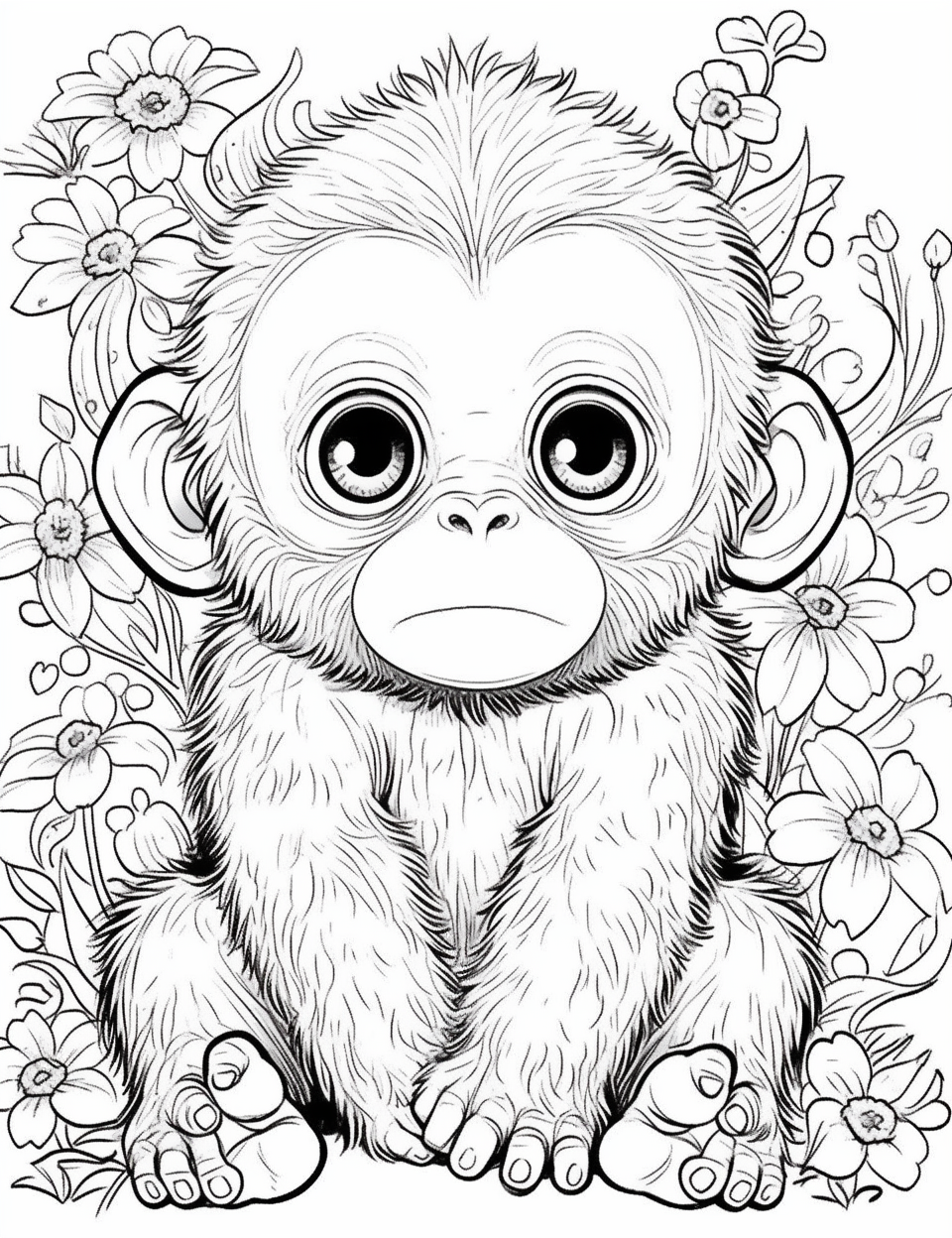 Cute baby gorilla with chibi style