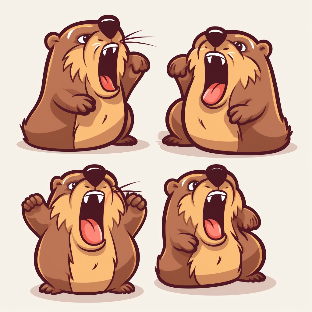 Adorable beaver cartoon stickers yelling