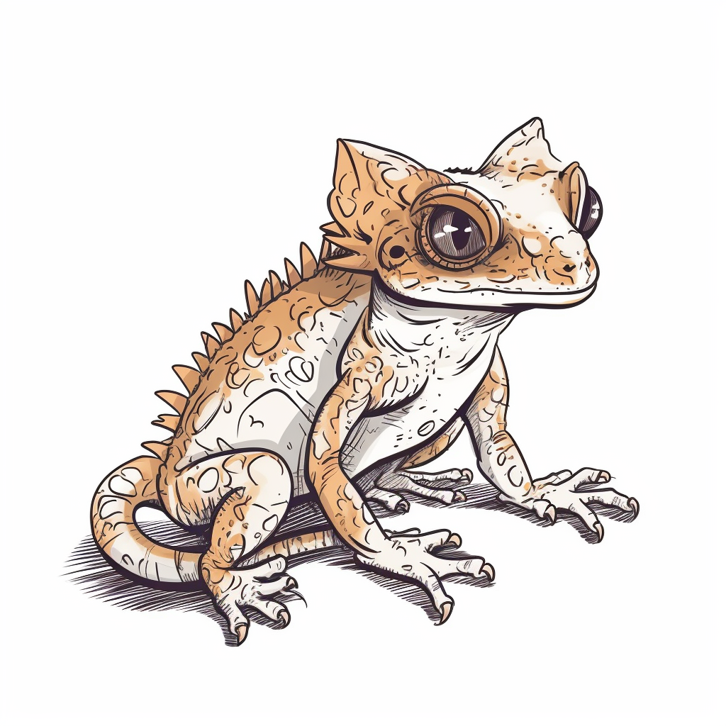 Cute crested gecko in manga style