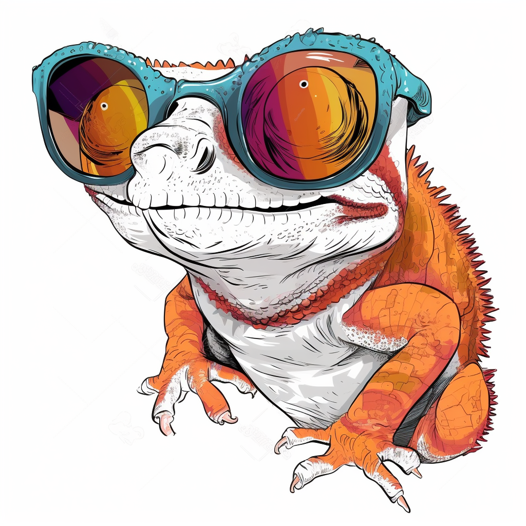 Crested gecko wearing sunglasses