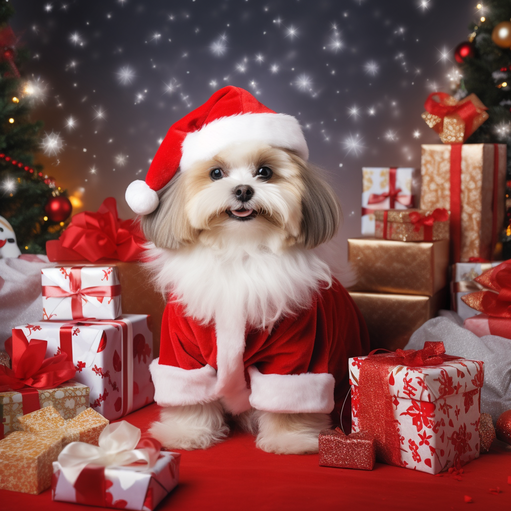 Cute Dog in Santa Costume