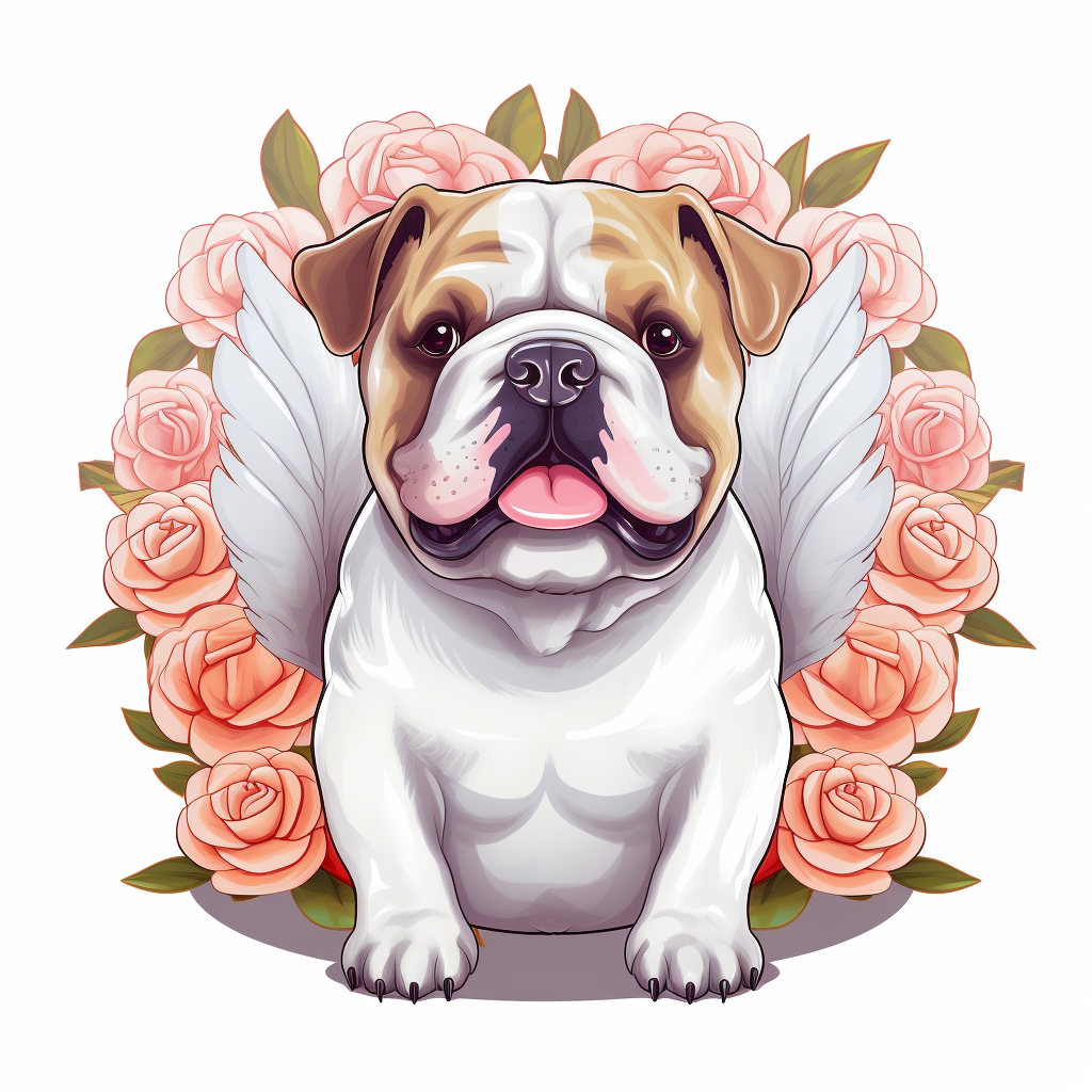 Cute Bulldog with Angel Wings