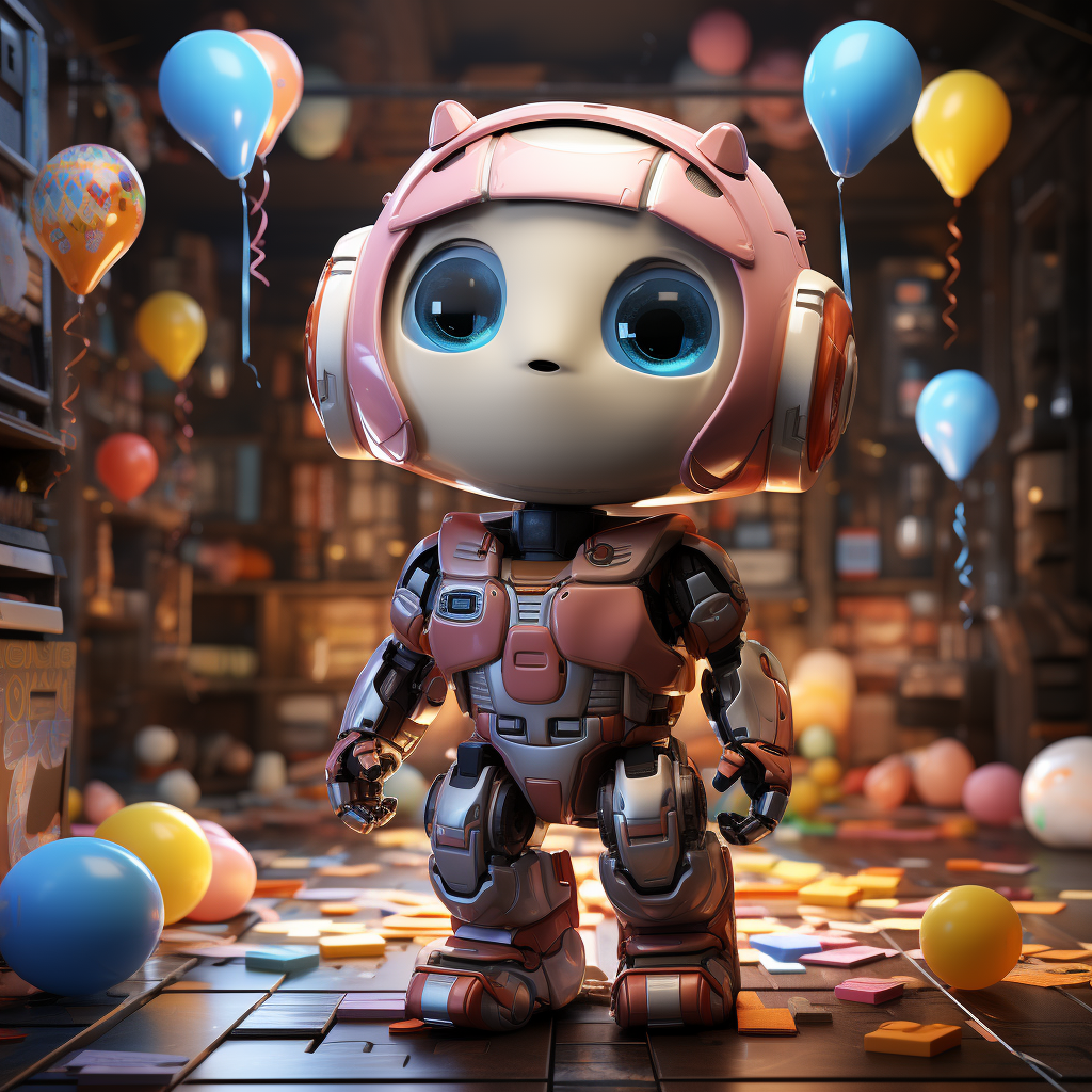 Cute 3D robot celebrating New Year