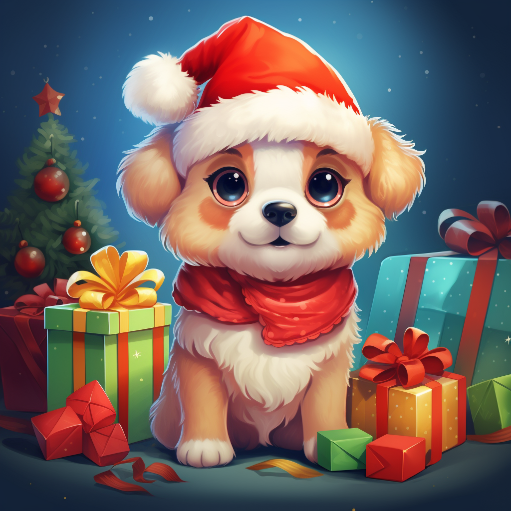 Cute Santa Dog with Christmas theme