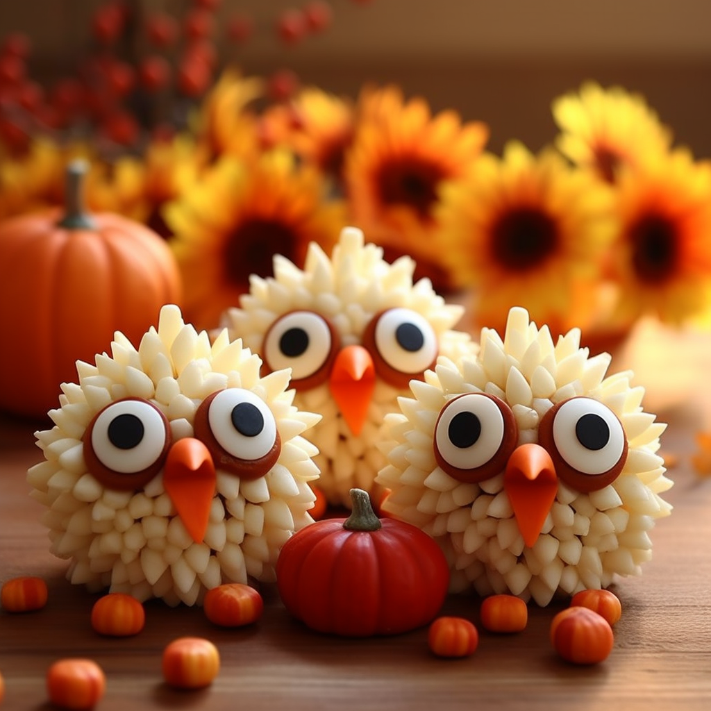 Cute turkeys with kawaii eyes