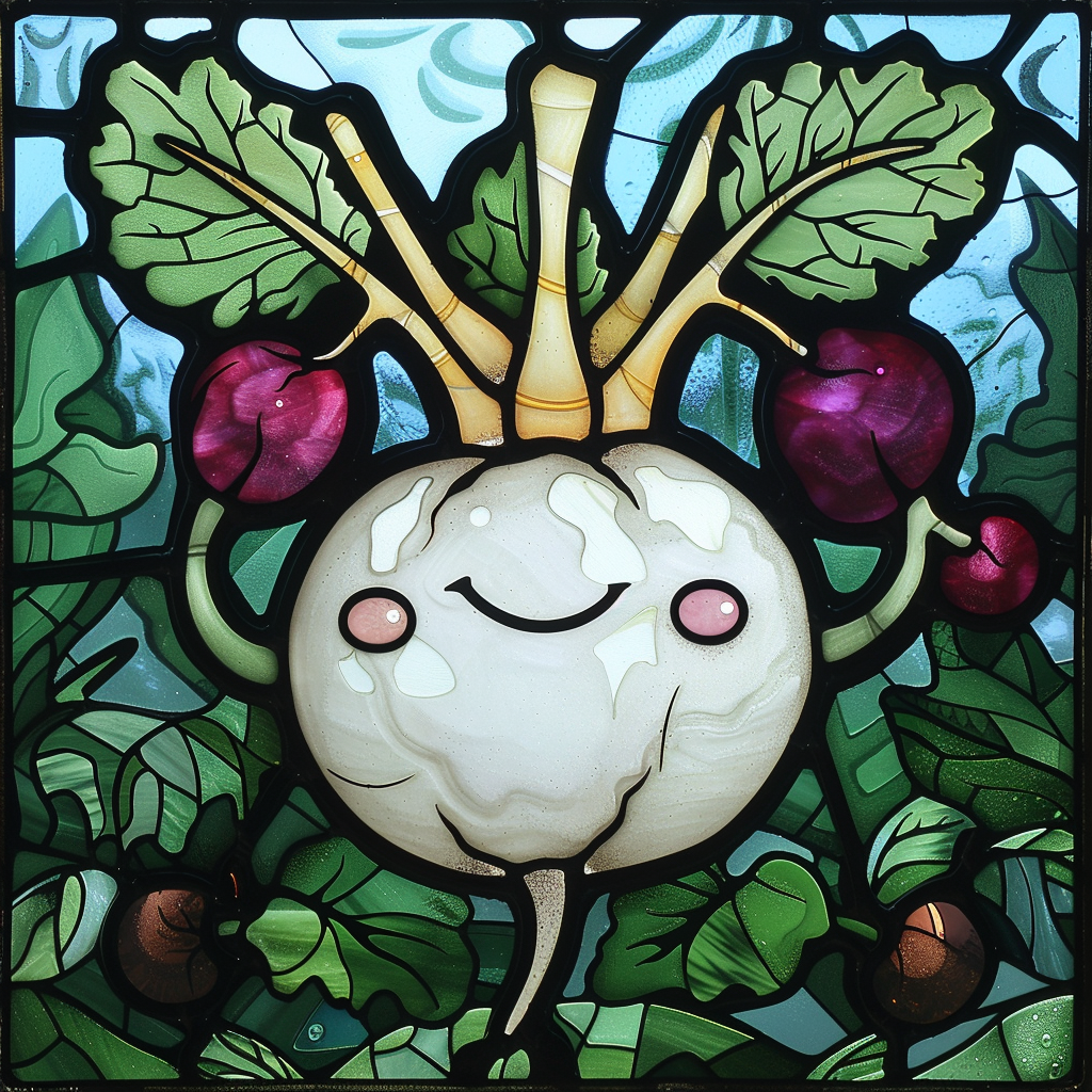 Stained glass cute turnip bender