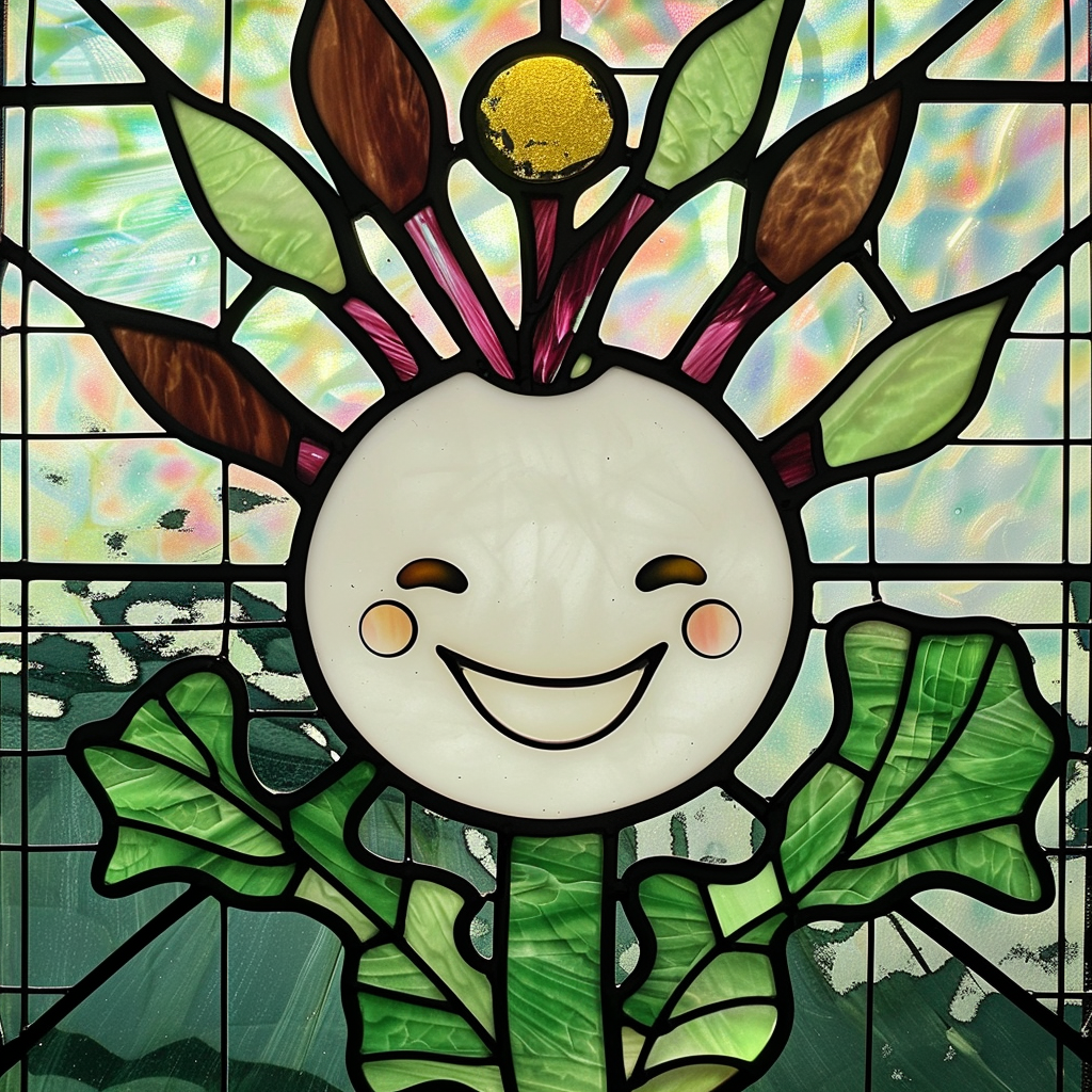 Cartoon turnip stained glass art