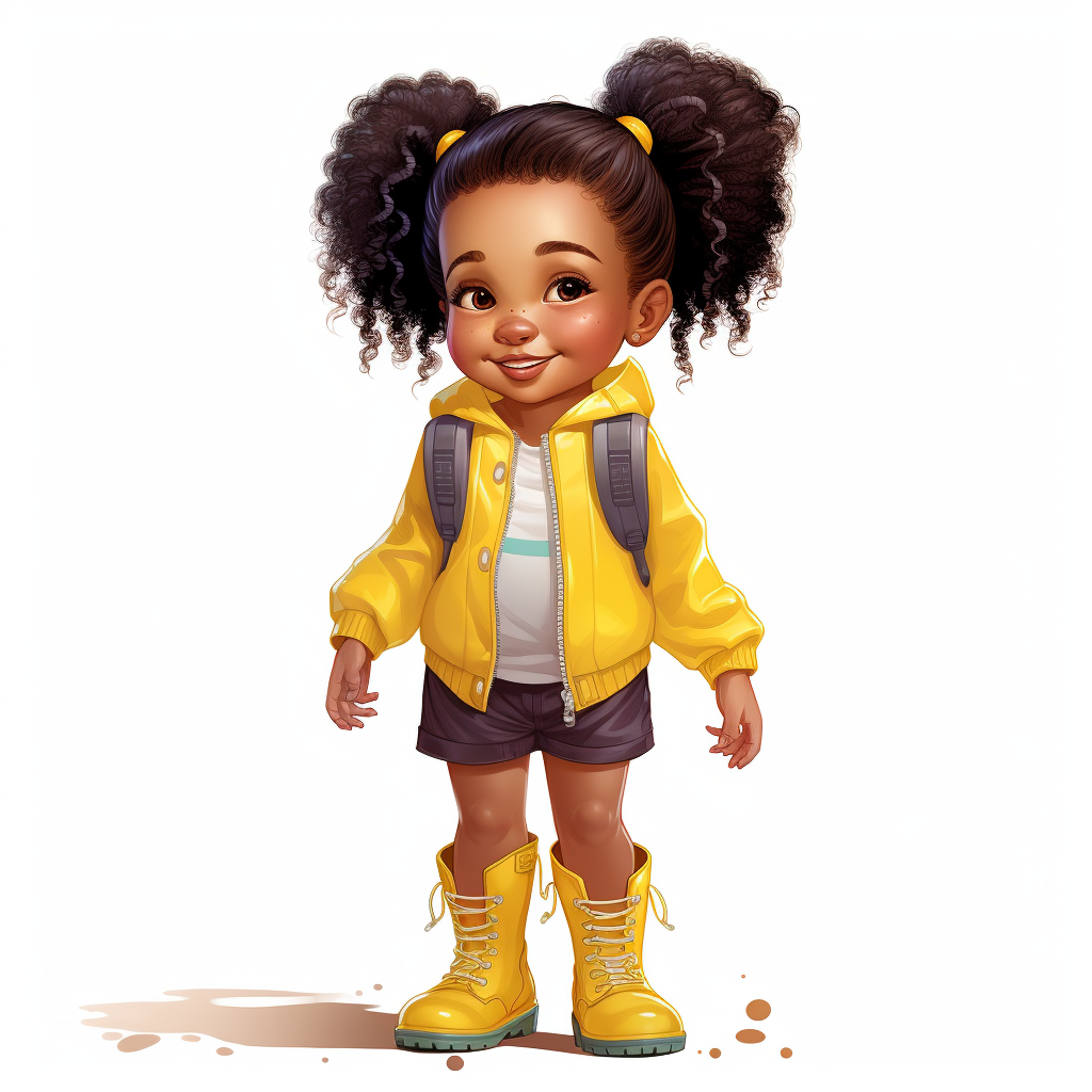 African American girl with yellow rainboots