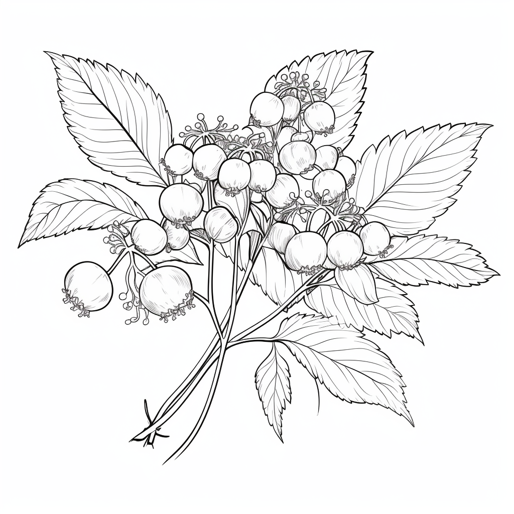 Adult Coloring Baneberry Stems Rosalind Wheeler Drawing