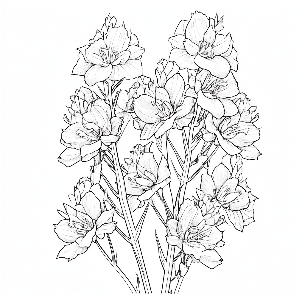 Delphinium Flowers Coloring Page