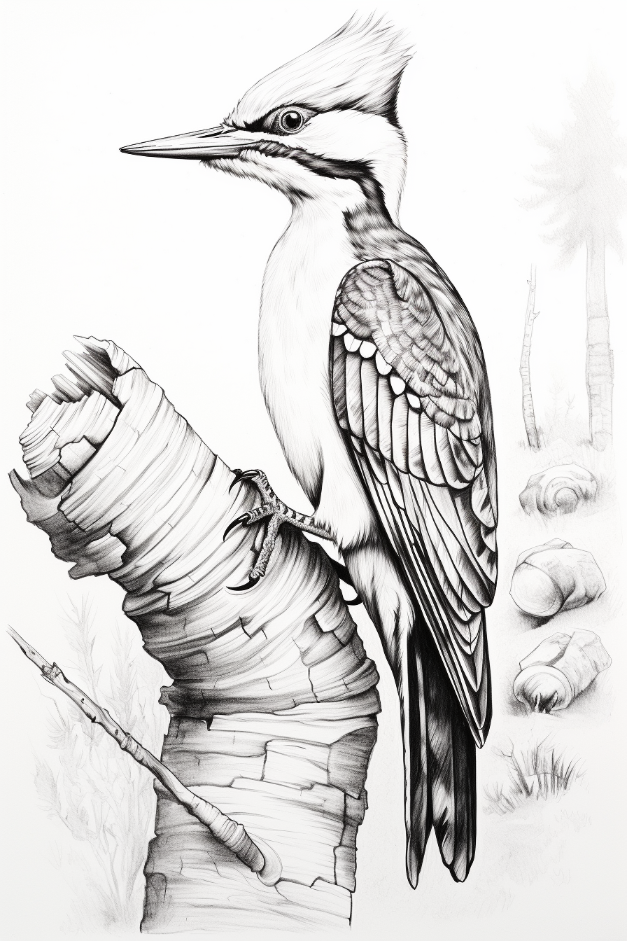 Pileated Woodpecker Adult Coloring Page