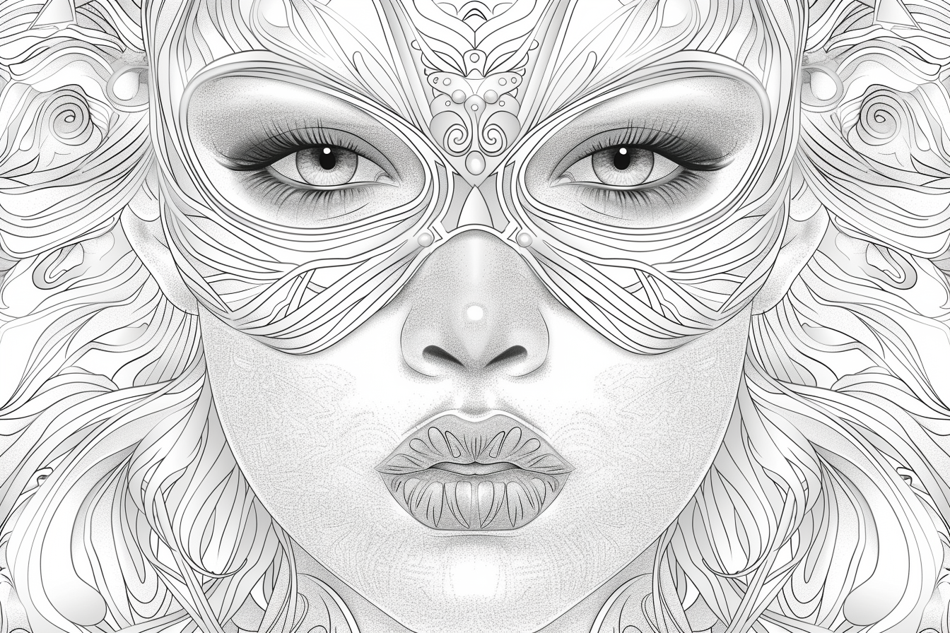 Adult Coloring Book Page Poly Shape Mask