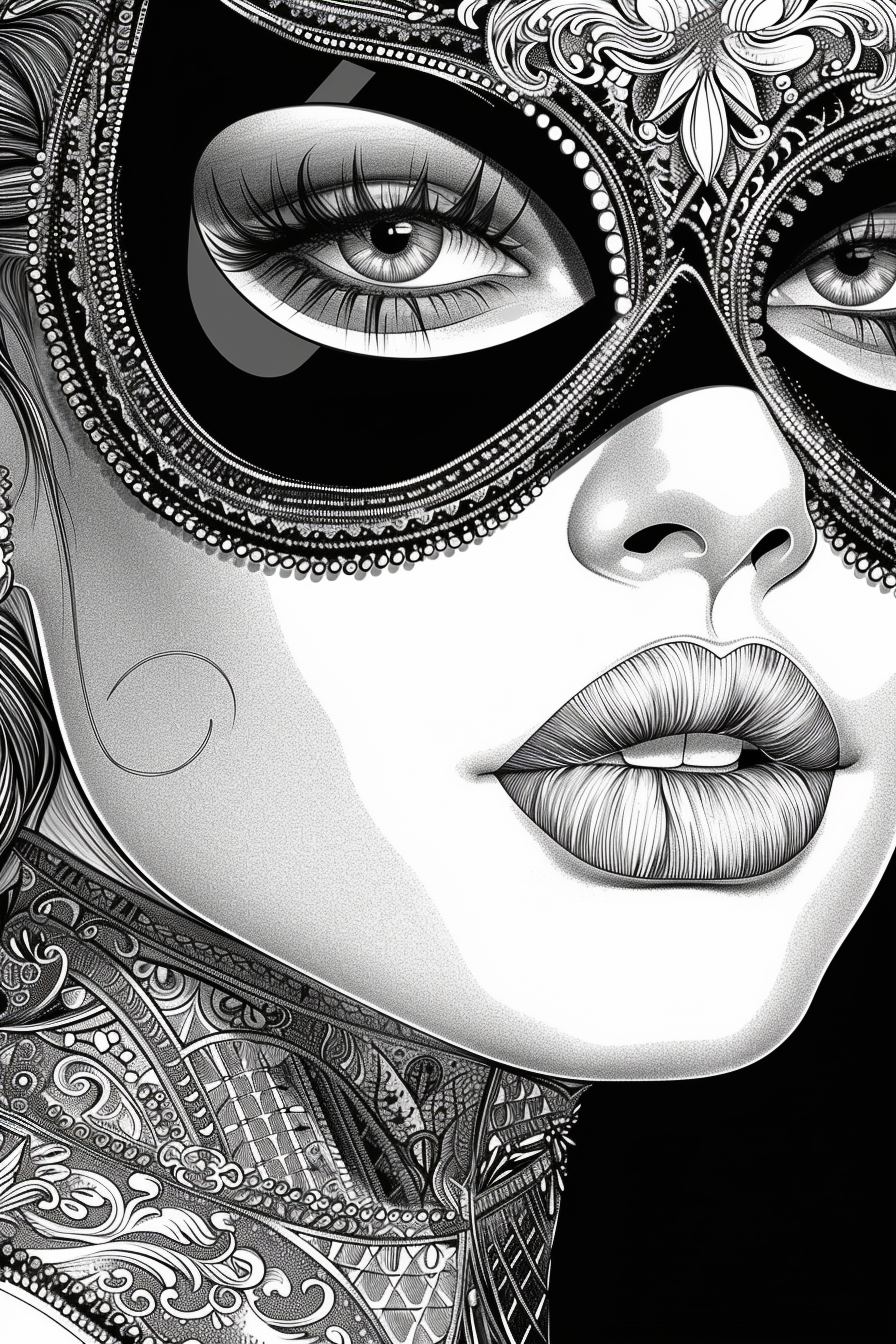 Adult Coloring Page with Poly Shape Mask