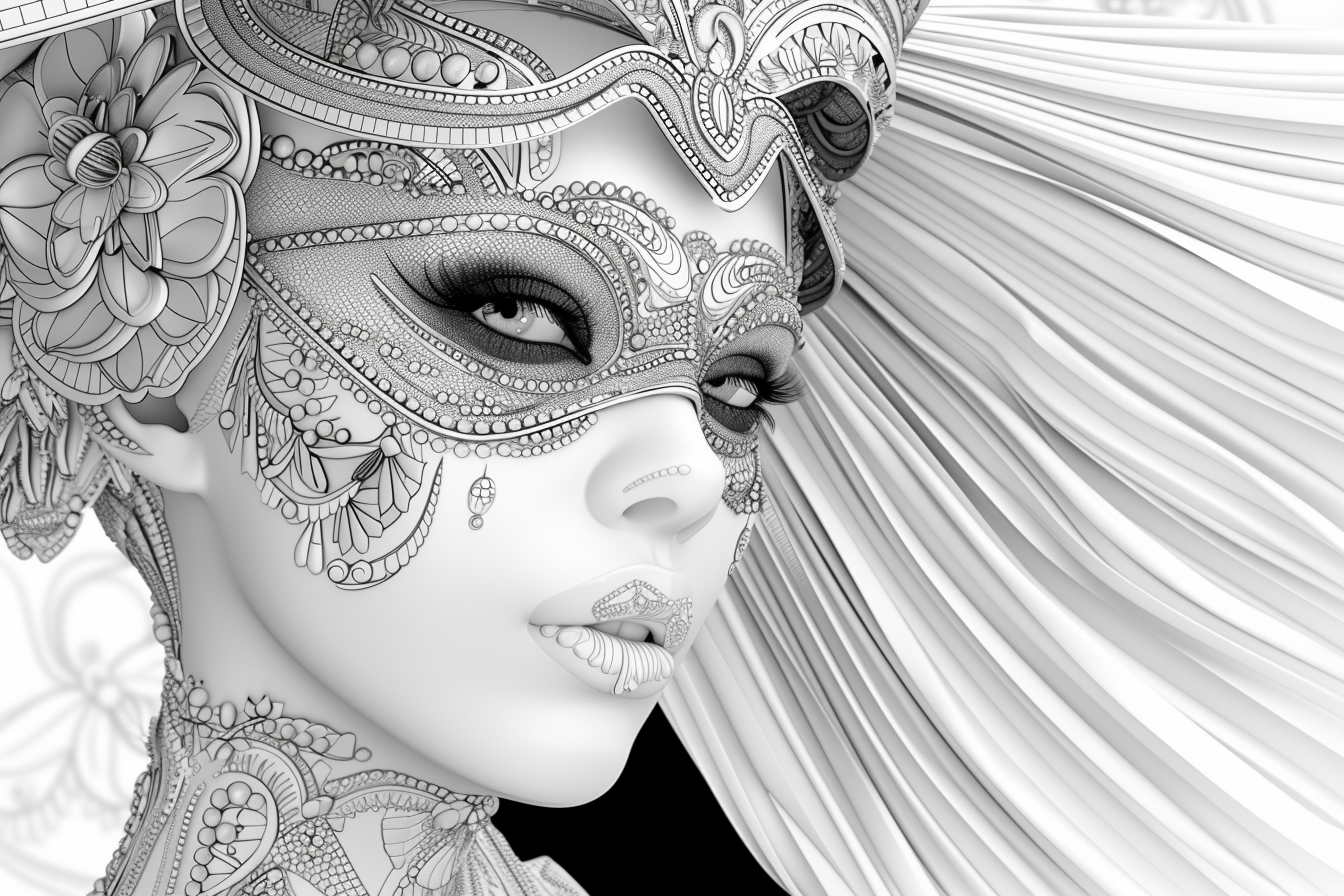 Women Masquerade Mask Coloring Page