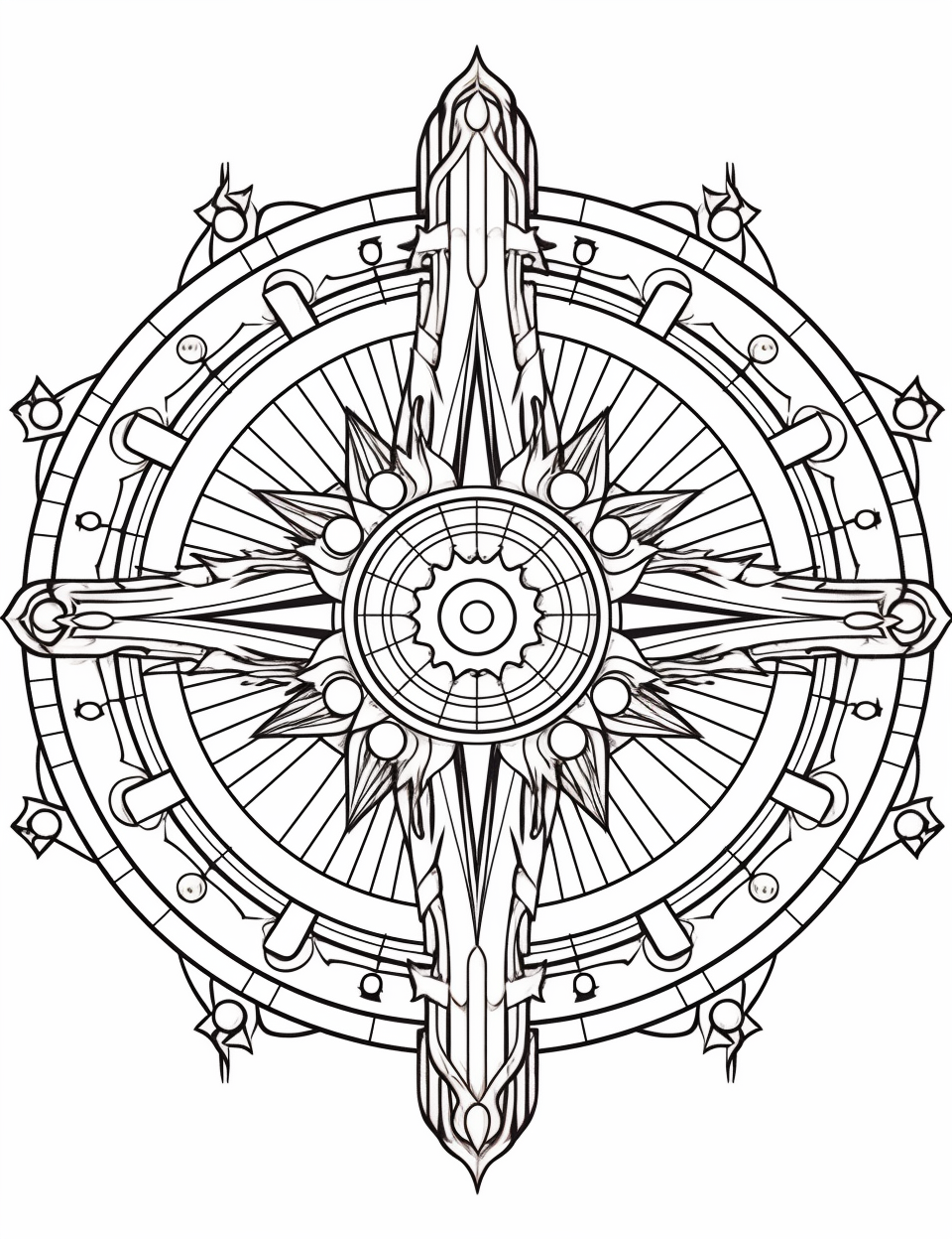 Detailed mandala coloring page for adults