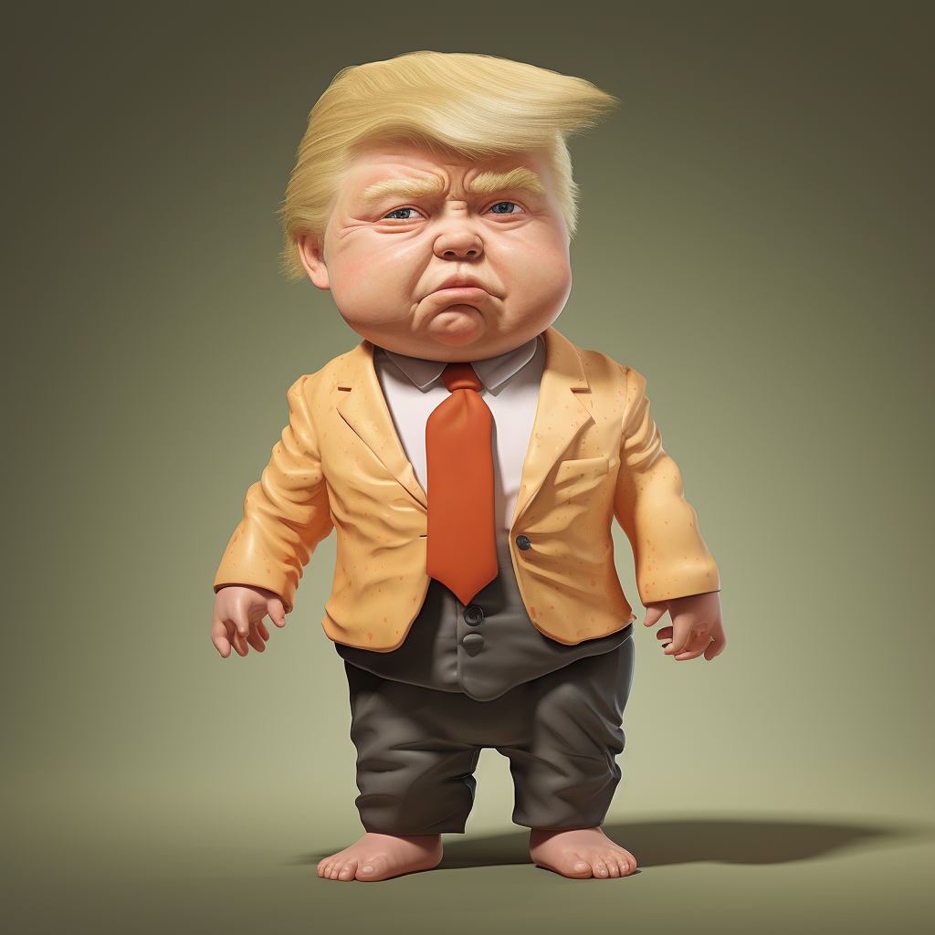 Image of adult Donald Trump dressed like a baby