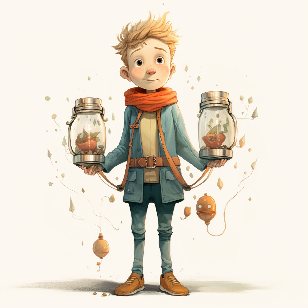 Adventure character with jars on belt