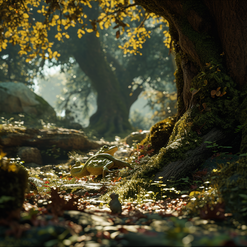 Scene from adventure game in forest