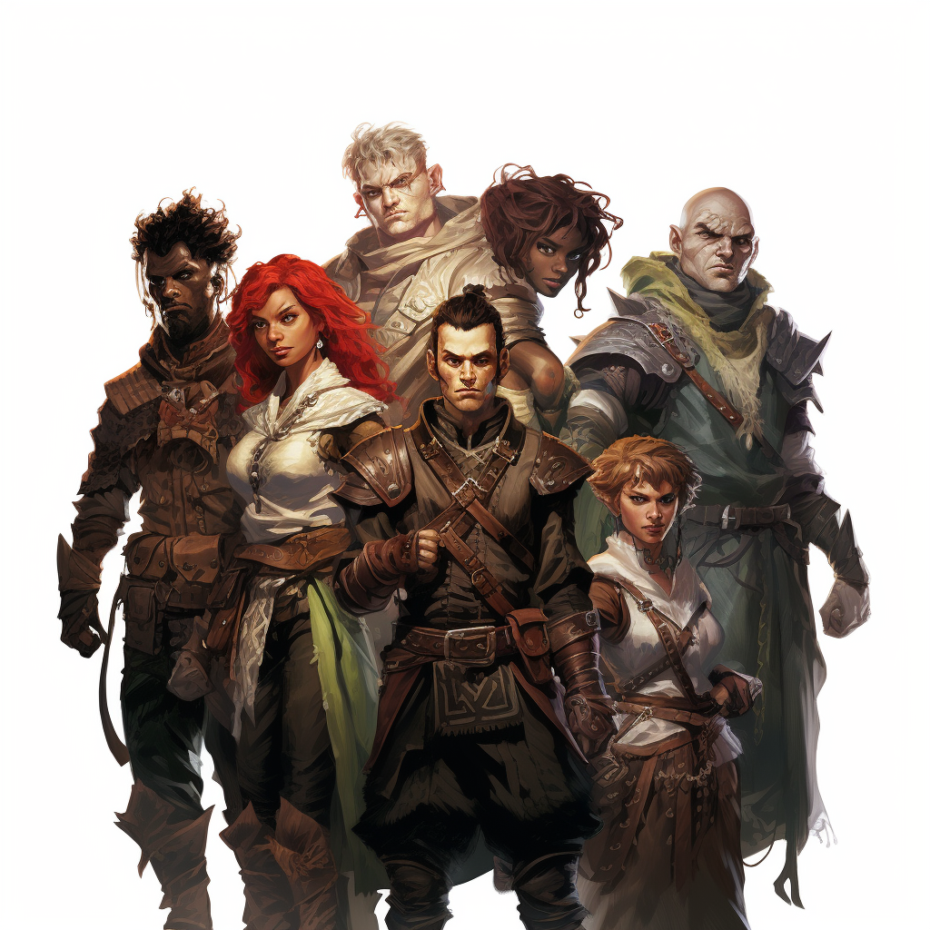 group of adventurers in fantasy world