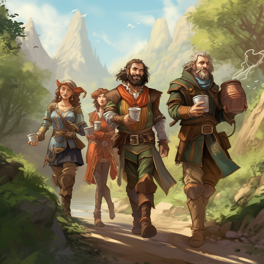 Group of adventurers on a trail